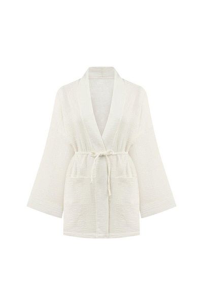 praye Pocketed Muslin Kimono Ecru