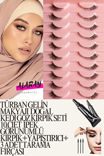 alaraycosmetics TÜRBAN MAKYAJI TAKMA KİRPİK SETI 10CIFT HALF EYELASH+YAPIŞTIR...