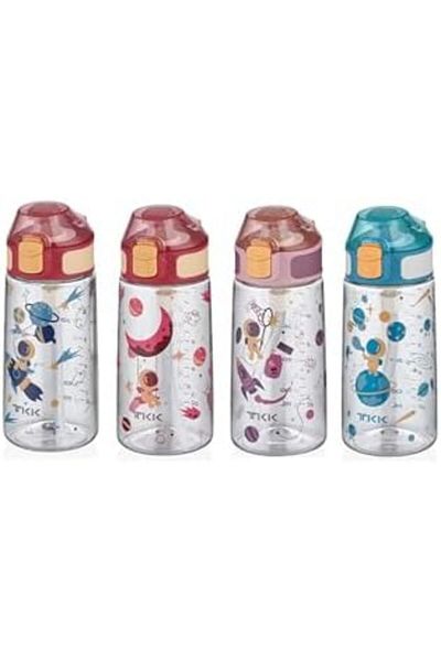 STOREMAX 500ml Silicone Straw Lockable Lid Patterned Leakproof Tritan Water Bottle (Purple)