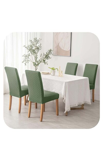 Generic أغطية كراسي قابلة للتمدد، 4 قطع، غطاء كرسي طعام من البوليستر قابل للإ...