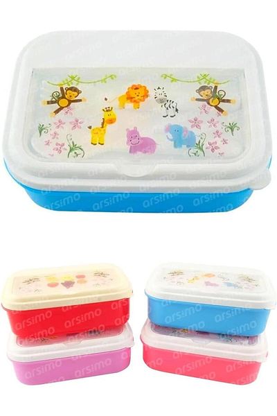 STOREMAX Bystoreby Patterned 2 Compartment Lunch Box, 1 Lt Capacity, Multicolor, Spoon Fork Box Set