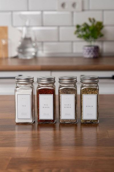 STOREMAX Lvnmblya Glass Spice Jar Set with Lid White Label Spice Jar Set Shop Deesing 224120