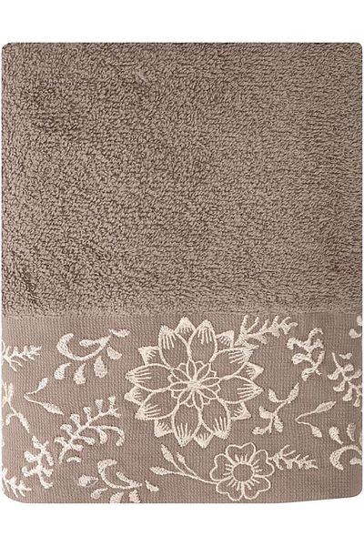 STOREMAX Ntwork Sty Akra Embroidered Brown Towel 50X90 Art 1087243