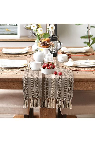 STOREMAX Sellbuy Store |   100% Cotton Knitted Runner 40 X 110 cm (Dark Brown) 1053513