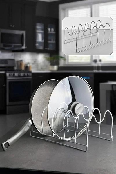 STOREMAX Bystoreby Pan and Pot Lid Organizer Kitchen Cabinet and Drawer Organizer 5 Compartments Matte m