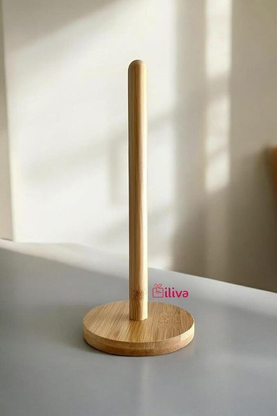 STOREMAX Bystoreby Bamboo Paper Towel Holder - Tabletop Roll Napkin Holder - Upright Paper Towel Holder - Round New