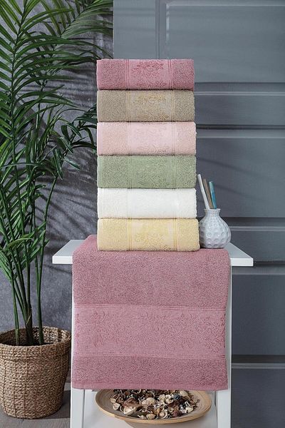 STOREMAX Ntwork Azra 6 Pieces 50 * 90 Boxed Patterned Towels |   Towel Set |   Towel Set |   Hand Face Towel |   C