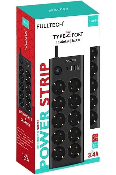 STOREMAX Ysstorex Current Protected 10-Socket Socket with Port Input, 3 Usb, 1 Type-C Input, Heat Resistant, Ftr-1