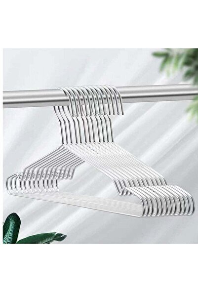 Generic مجموعة من 30 علاقة ملابس ومعاطف، علاقات سلكية من الفولاذ المقاوم للصدأ شديدة التحمل مع أخاديد غير قابلة للانزلاق،