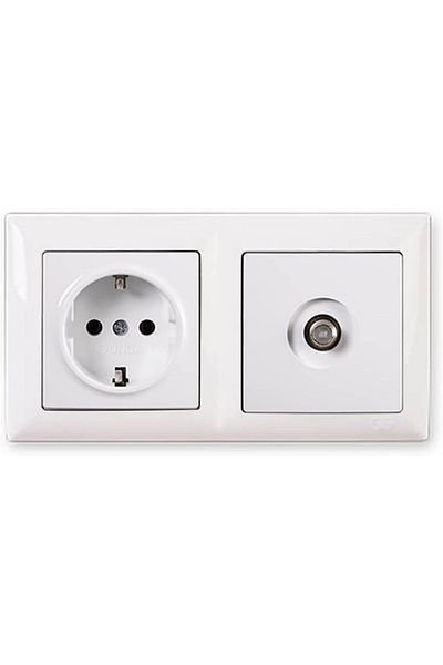 STOREMAX Bystoreby Visage White Set of 2 Grounded Socket and Telephone Numeris Cat3 Set Newdesing 646268