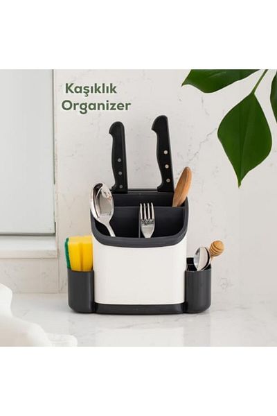 STOREMAX Tim-198 Countertop Sponge Holder Spoon Holder Kitchen Organizer - Multi-Purpose Organizer Knife