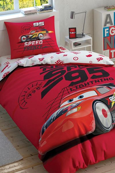 STOREMAX طقم غطاء لحاف قطن 100% مطبوع عليه شخصية مرخصة من jvnnastore Cars Speed ​​Frenzy، متعدد الألوان،