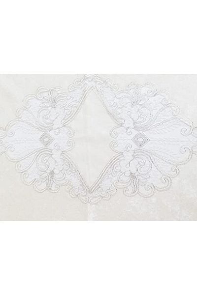 STOREMAX Sellbuystore Diyarı French Laced Jasmine Velvet Living Room Set 5 Pieces Cream 161496 1053513
