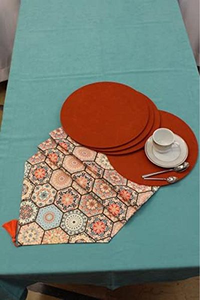 STOREMAX Sellbuystore Color Hexagon Patterned Digital Printed Runner American Service 40X150 cm 1053513