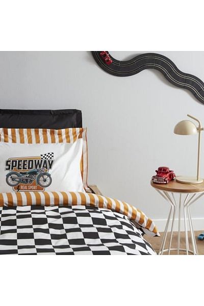 STOREMAX Jvnnastore Home Young Speed Way %100 Cotton Single Fitted Duvet Cover Set 646268