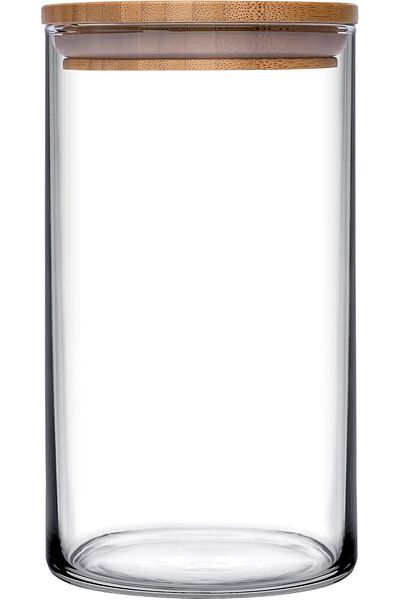 STOREMAX Bystoreby 43463 Bamboo Wooden Lid Glass Jar, Transparent, 1.48 Liter Newdesing 646268