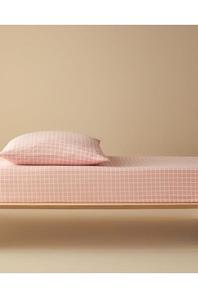 STOREMAX Bystoreby Home Pure Line Cotton Children's Fitted Sheet Set Powder Newdesing 646268