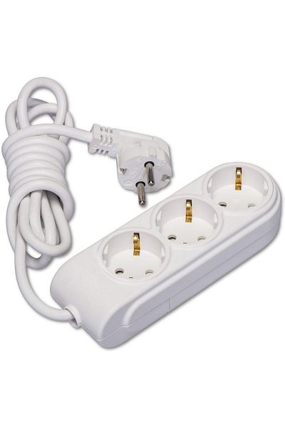 yenibagshop Azrlyashop New Generation Group Socket Child Proof Triple Grounded Cord White 3m. 1135222