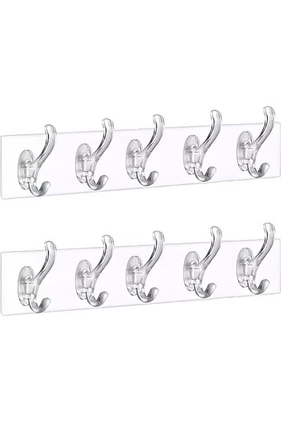STOREMAX Mrttnca Life 2 Pieces of 5 Self-Adhesive Plastic Transparent Hangers Mit1013 Trndymrt 1087243