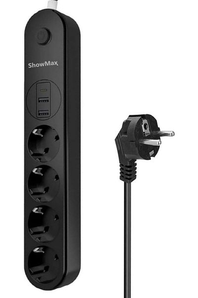 MCreative Showmax Series Sh-2546 4-Way 2m 10A 2500W 2Xusb 1Xtype-C Thermal Current Protected Socket
