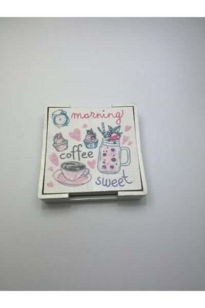 STOREMAX Bystoreby Wooden Coaster Set (Boxed - Coffee and Dessert Patterned) Newdesing 646268