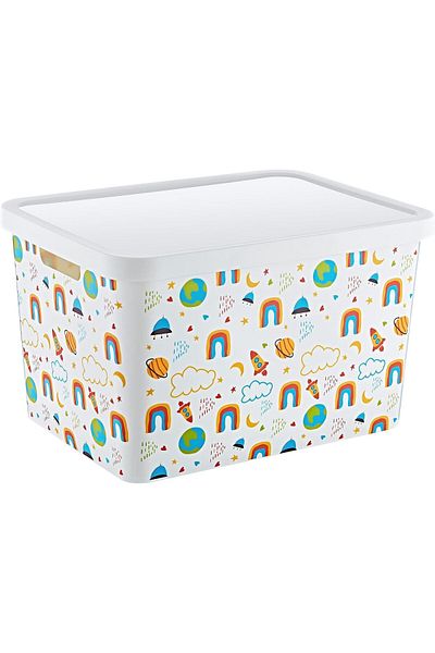 STOREMAX Sellbuystore Stafi Patterned Multi-Purpose Box with Lid 18 Lt Rai̇nbow 1053513