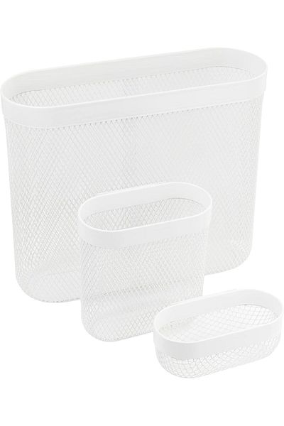 STOREMAX Bystoreby Skadis Wicker Storage Baskets (Fits Skadis Peg Board), White, Steel, 505.177.60 - 3'L