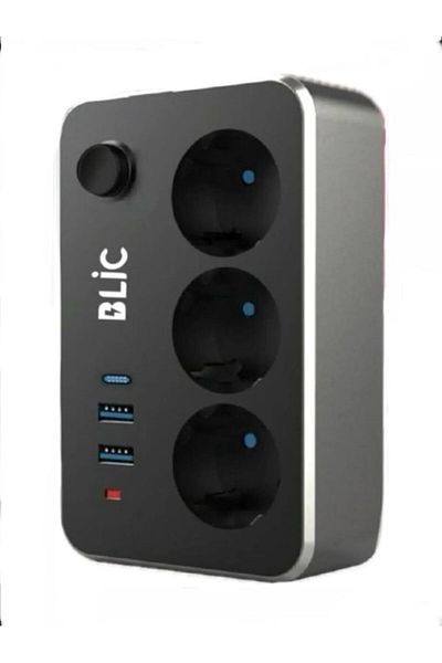 STOREMAX Ysstorex Multiplexer 3-Plus Socket 2 USB 1 Type-C 2 Meter Cable Switched Thermal Current Protected Socket