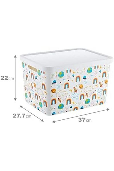 STOREMAX Sellbuystore Stafi Patterned Multi-Purpose Box with Lid 18 Lt Rai̇nbow 1053513