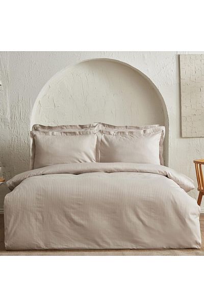 STOREMAX Bystoreby Home Uniq 100% Cotton Satin Double Duvet Cover Set Beige Newdesing 646268