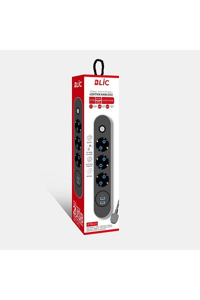 STOREMAX Svticaret Current Child Proof, 3-Plug Socket, 2X USB 1X Type-C Input Extension Cable (2Mt Cable)