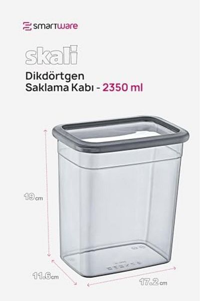 STOREMAX Ntwork Set of 6 Skali Rectangular Storage Container Anthracite 2350 ml - Anthracite, Multi-Purpose Storage