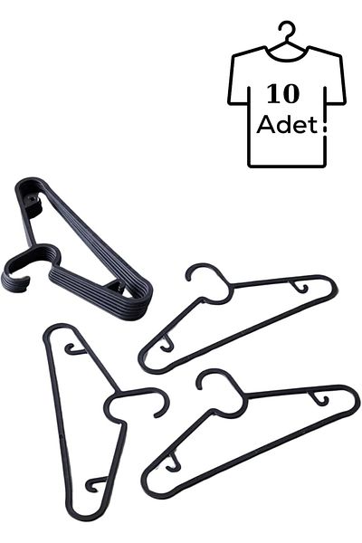 STOREMAX Muartshop Life 10 Pieces Plastic Black Clothes Shirt Pants Hanger Mit1128 871301