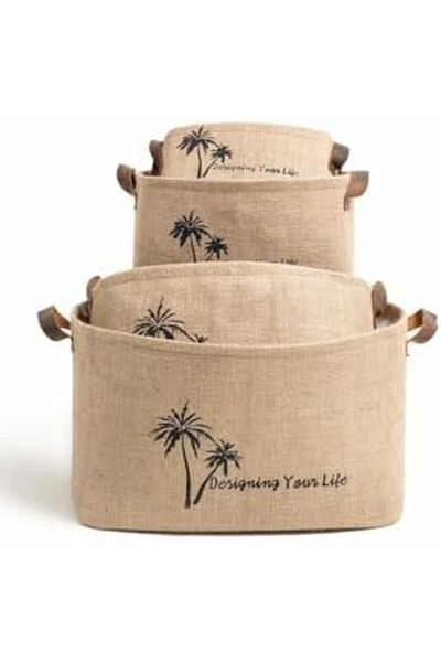 STOREMAX Mrttnca Bee Jute Closet Laundry Kids Room Toy Organizer Folding Storage Basket