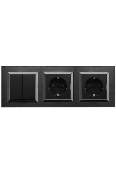 STOREMAX Jvnnastore Quantum Black Set of 3 Switch, Grounded Socket and Grounded Socket Set Trendyfr 646268