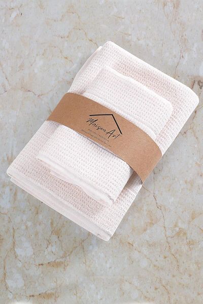 STOREMAX ysstorex Textile Royal |   50x90-70x140 cm Σετ πετσετών μπάνιου 2 τεμαχίων, 100% βαμβακερό σετ πετσετών Cream Star