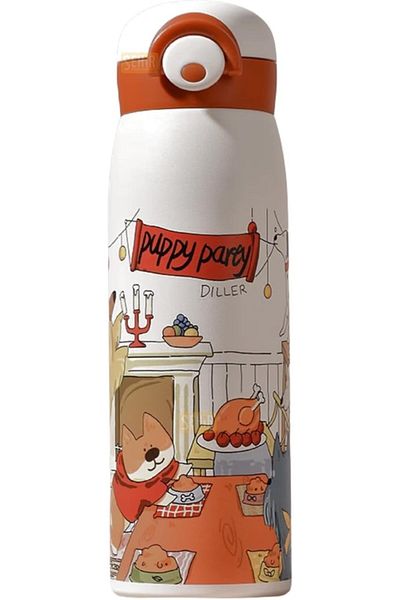 STOREMAX Jvnnastore Diller 500ml Cute Animals Pattern Comfortable Drinking Locking Lid Stainless Steel Thermos