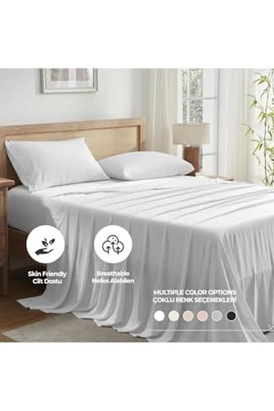 STOREMAX Bystoreby Personality Cotton Bed Sheet Set 220X240 cm Alvaro White Newdesing 646268