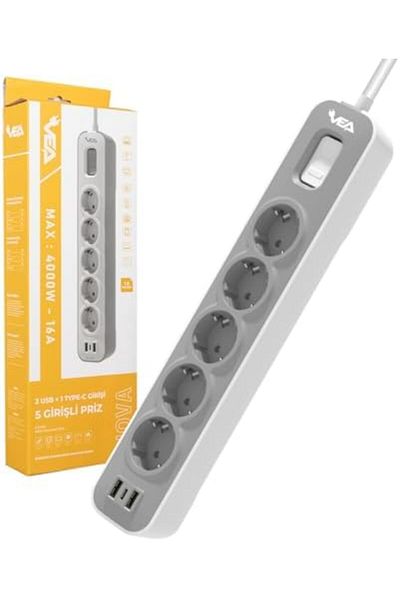 STOREMAX Svticaret Led a Quality Group Socket 3, 4 and 5 with 2 USB + 1 Type-C Input 16 Max 4000 Watt 5V 2