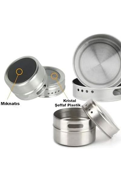 STOREMAX Bystoreby Magnetic Spice Rack Set, Stainless Steel 6 Spice Jars and Metal Stand, Clear Container