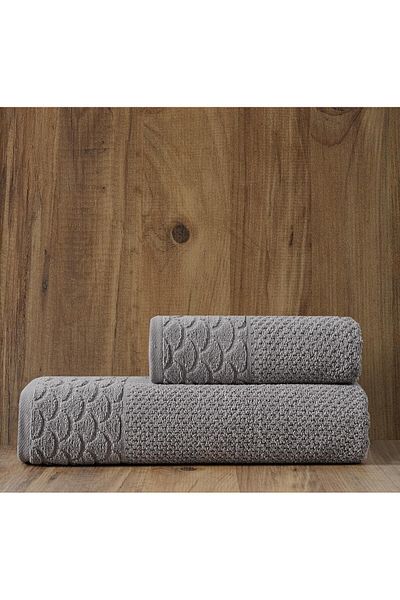 STOREMAX Muartshop. |   Alana |   Extra Soft Cotton Rice Knitted 2-Piece Towel Set Gray 871301