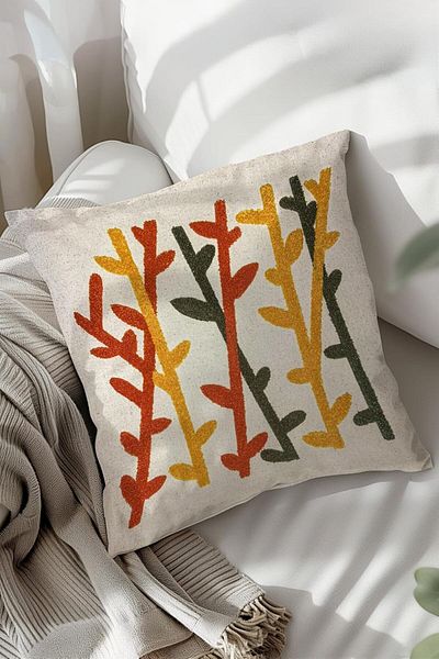 STOREMAX Cmllashop Bamboo Punch Embroidered Decorative Throw Pillow Cover, Punch Throw Pillow and Pillowcase,