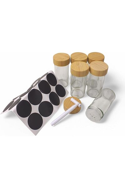 STOREMAX Jvnnastore 6Pcs Spice Glass Jars with Labels and White Pen, Can Separate Your Spices