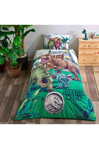STOREMAX Licensed Cotton Jurassic World Forest Duvet Cover Set Multi Color Single