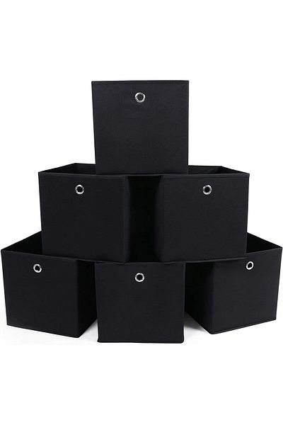 STOREMAX Bystoreby Rfb02H-3 Storage Box, 6 Units, Folding Box, with Finger Hole, 30 X 30 X 30 Cm, Black Ne