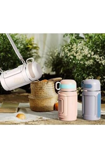 STOREMAX Jvnnastore 1000ml Cup with Handle - Lid with Strap Stainless Steel Thermos Camping Flask (White) 64