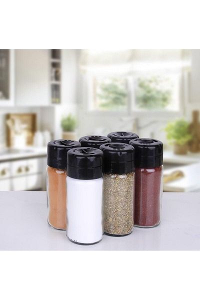 STOREMAX Jvnnastore Land of 6 Pieces Rotating Lid 245 ml Glass Spice Jar Set 646268