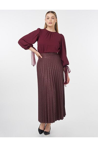 KYR Polka Dot Pattern Pleated Skirt Plum