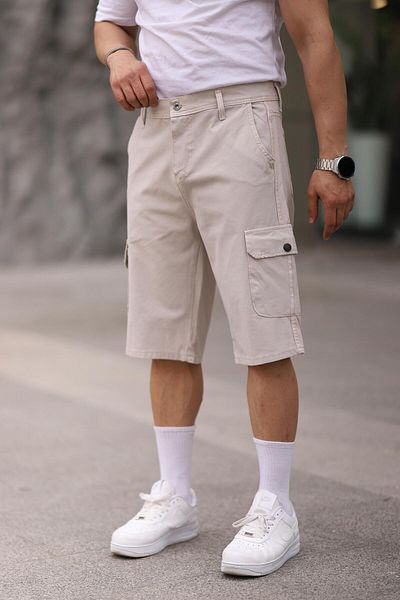 comstar Men's Slim Fit Cargo Pocket Capri Shorts