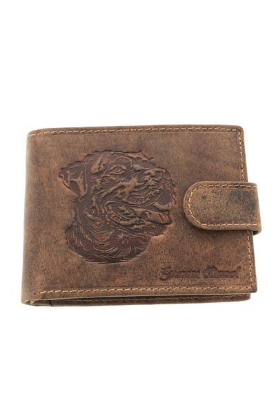 GiftExpress Men's wallet Rottweiler brown leather RFID